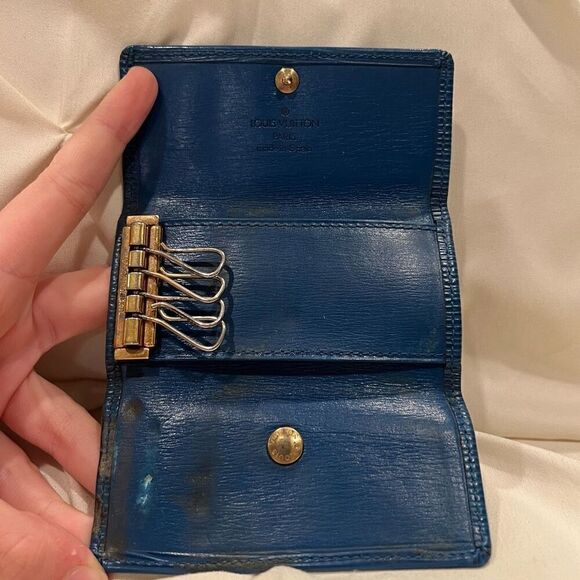 Vintage Louis Vuitton Epi Leather Keyring Case Key Holder Blue VGC - Picture 9 of 10